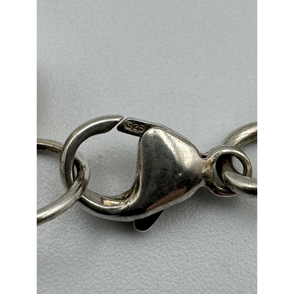 Sterling Silver 925 K&K Initial Plate Circle Link 8" Bracelet Pearl‎ Accents - Picture 4 of 8